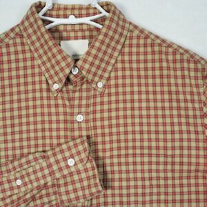 Band of Outsiders Mens Plaid Button Down Shirt Tan USA Made Size 2 Slim Medium